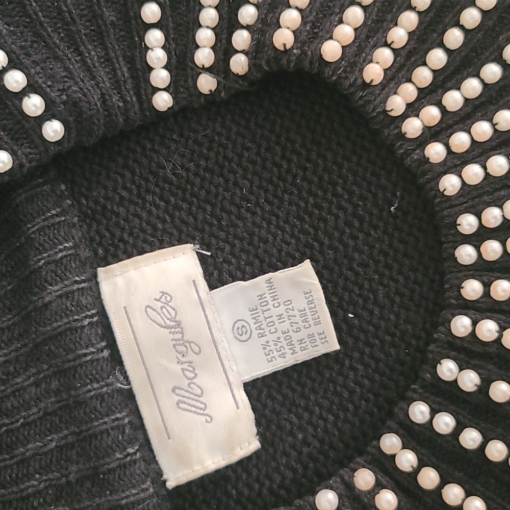 VINTAGE 1980s Margules Beaded Pearl Sweater S Oversized Holiday Christmas Glam - Picture 11 of 17